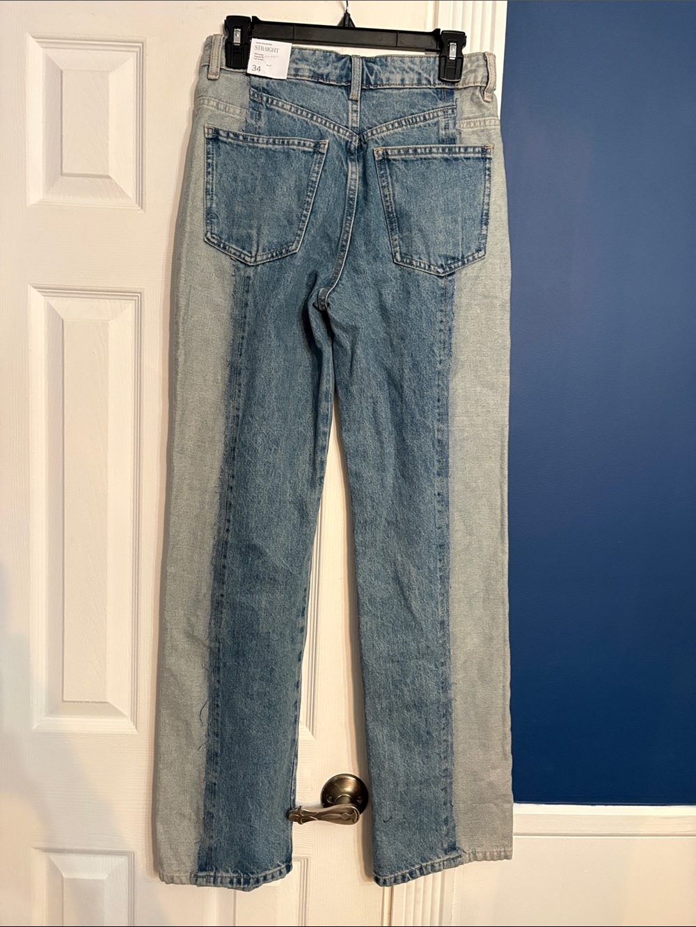 Mango MNG New 2-Tone Straight Mid Waist Regular Fit Jeans - size 2 - NWT - Picture 4 of 4